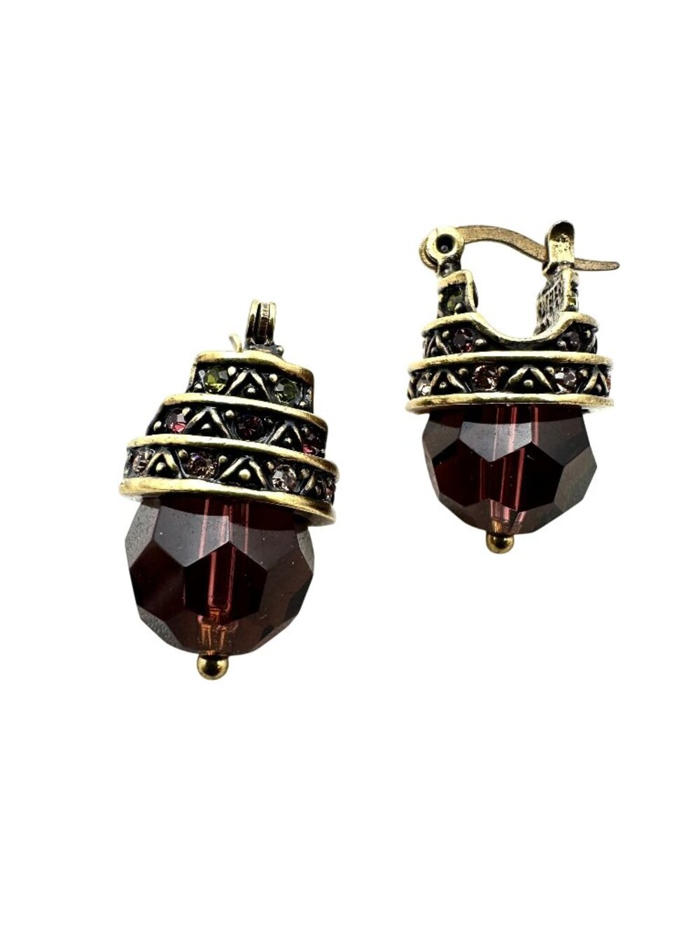 Heidi Daus Earrings Purple Crystal Bronze Pierced